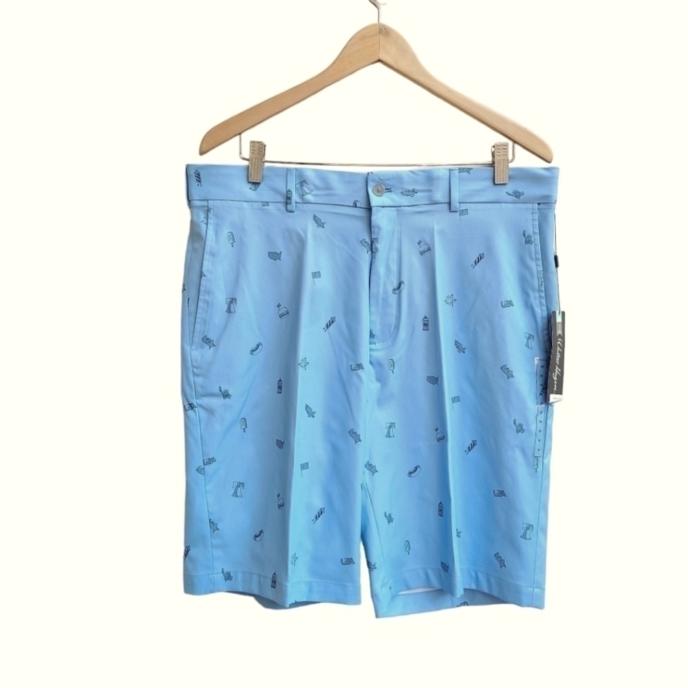 Walter Hagen Golf Short with 4th of July Print, Perfect 11 Style, Blue on Blue